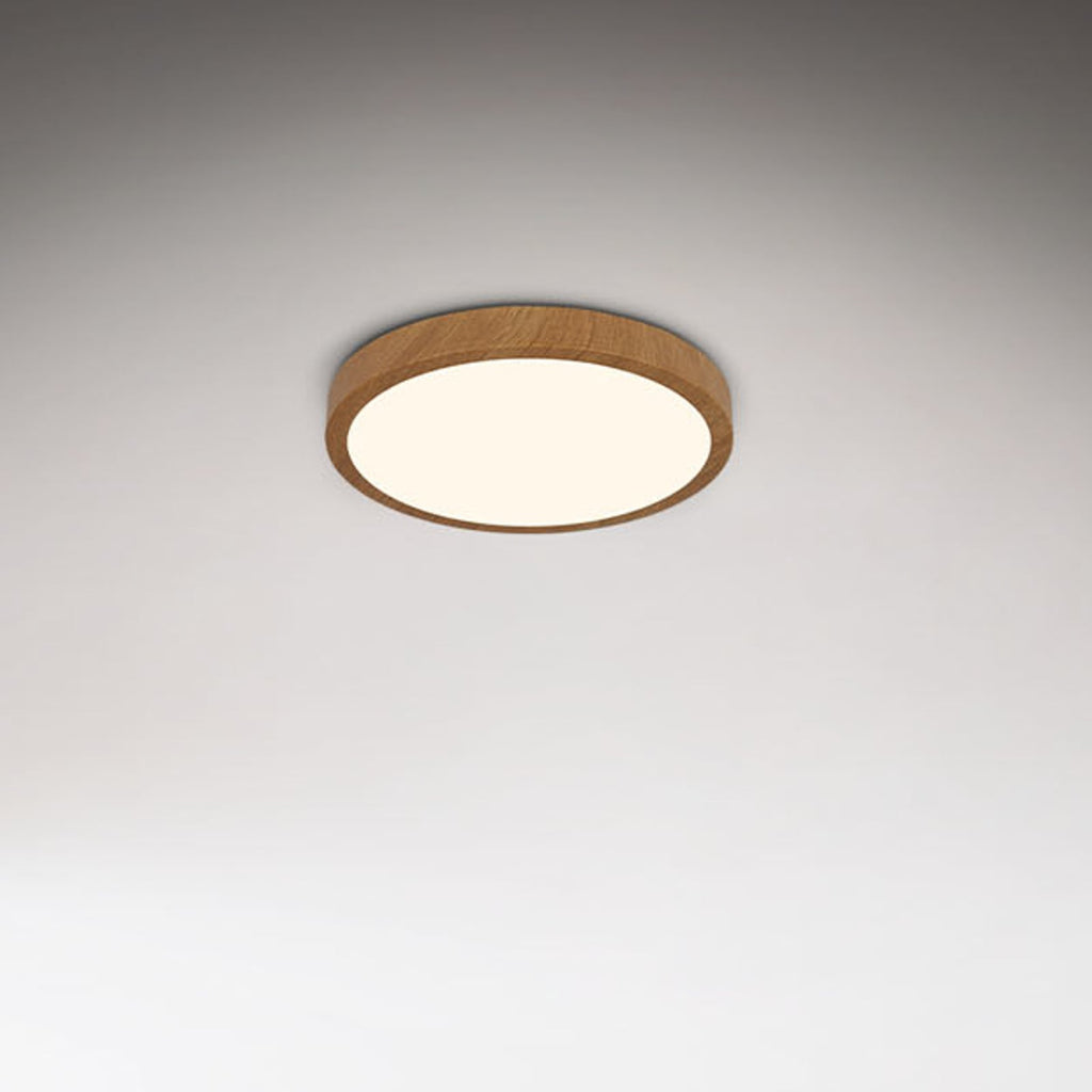 LED taklampe Runa Wood trefarget metall Ø28 cm forfra