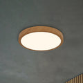 LED taklampe Runa Wood trefarget metall Ø38 cm foran