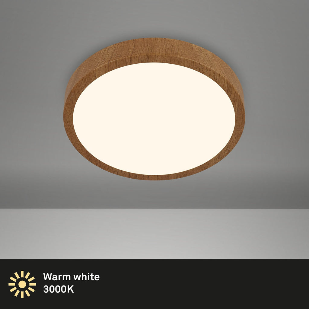 LED taklampe Runa Wood trefarget metall Ø38 cm lysdiffusor