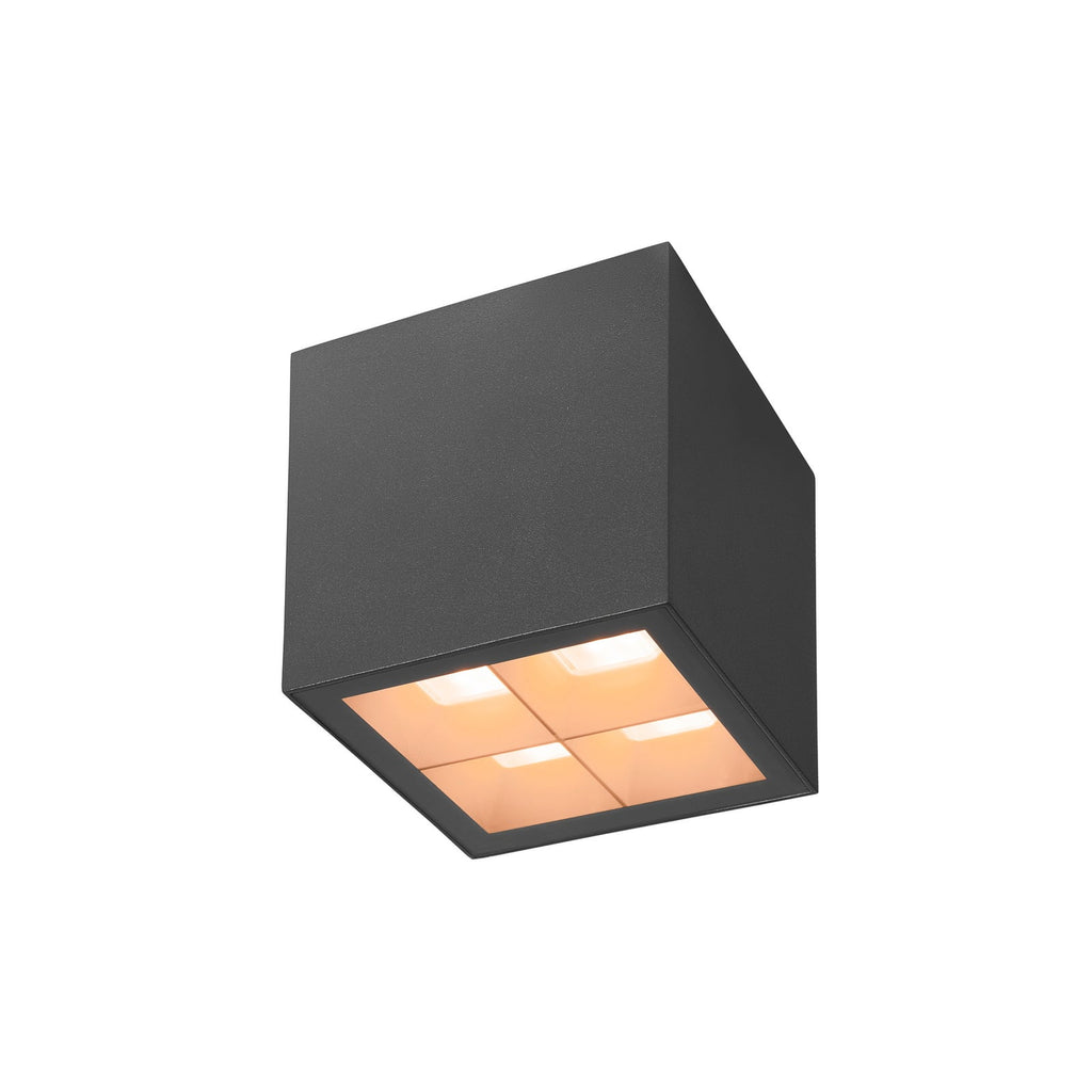 LED taklampe S-Cube dimbar antrasitt CCT 15W IP65 forfra