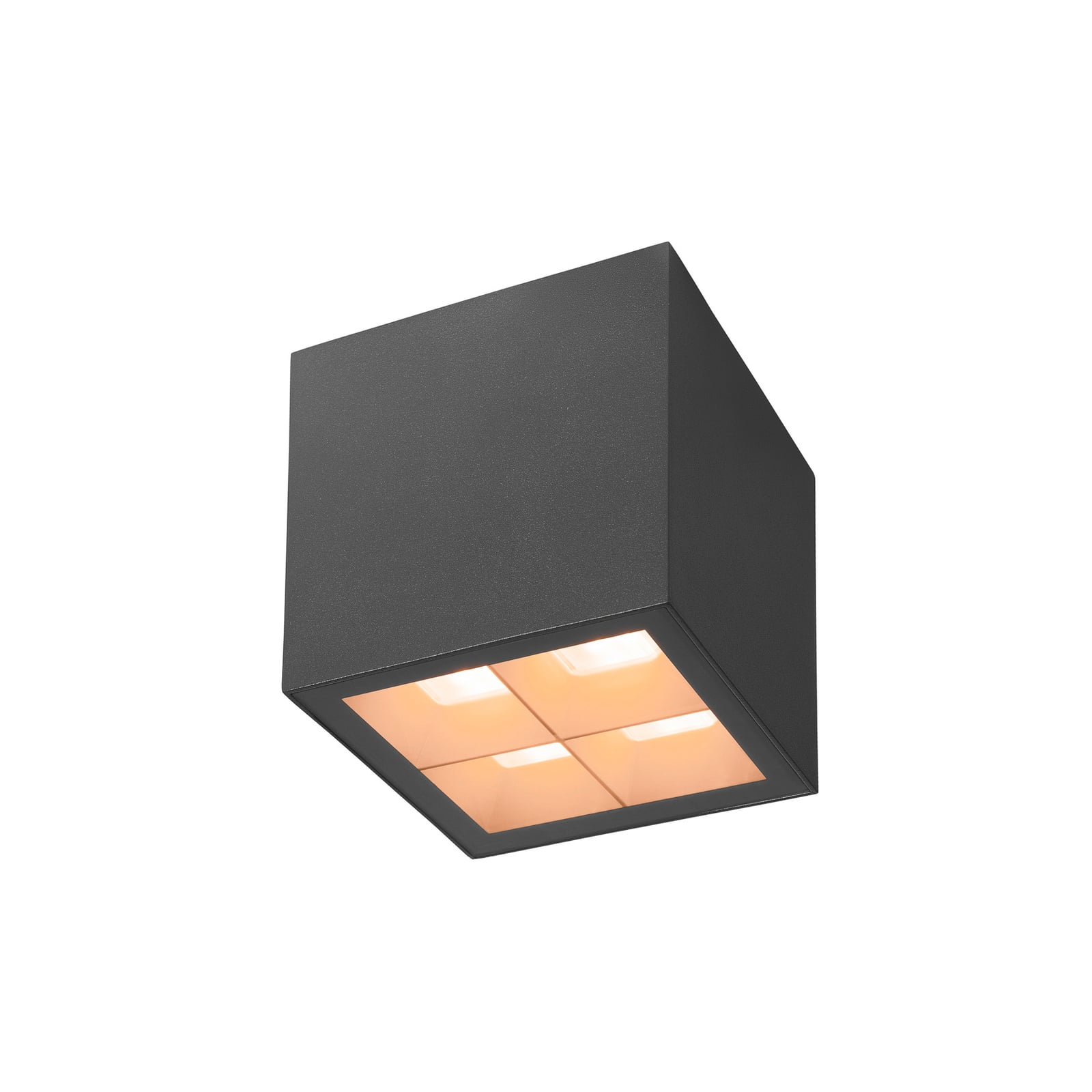 LED taklampe S-Cube dimbar antrasitt CCT 15W IP65 forfra