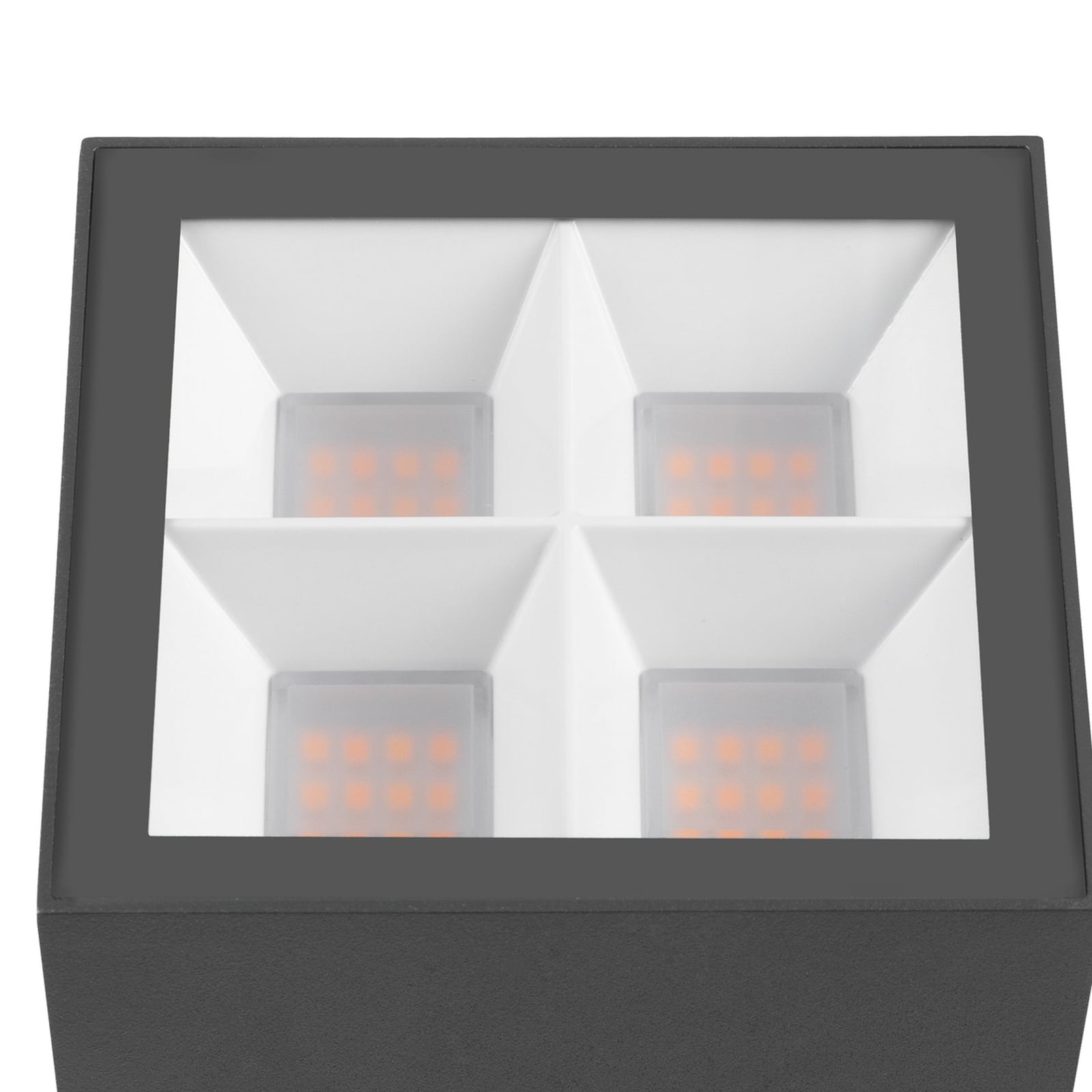 Nærbilde av LED taklampe S-Cube dimbar antrasitt CCT 15W IP65 lysdekke