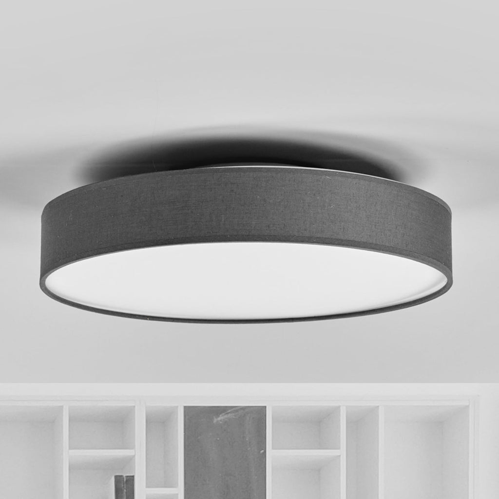 LED taklampe Saira tekstil grå Ø40 cm 24W varmhvit forfra