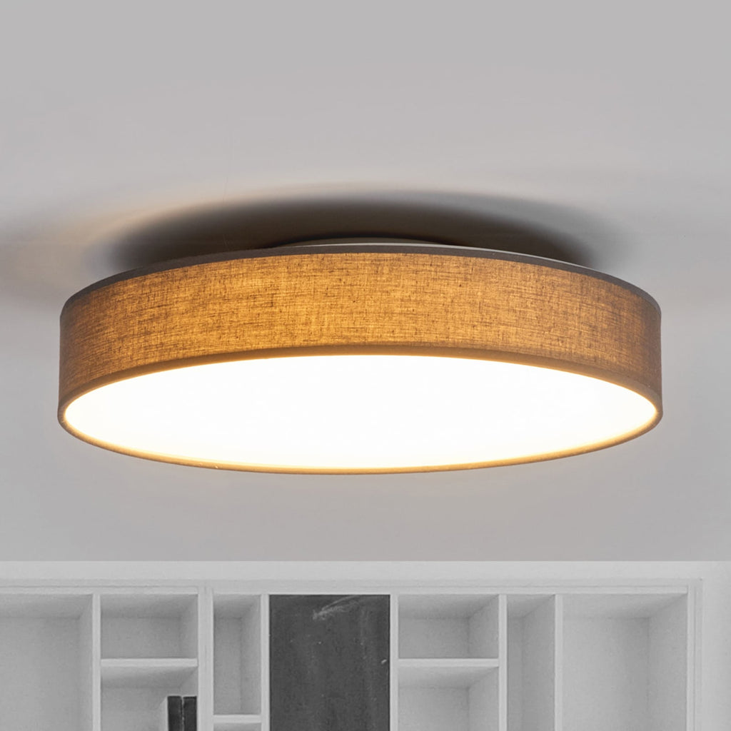 LED taklampe Saira tekstil grå Ø40 cm 24W varmhvit bakside