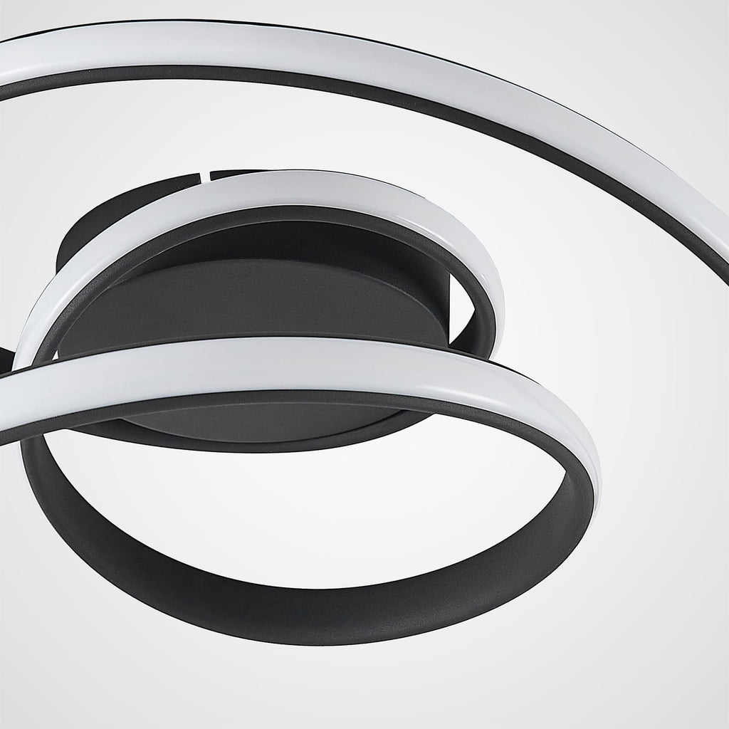 LED taklampe Sakina spiralform svart dimbar Ø48 cm 36W nærbilde