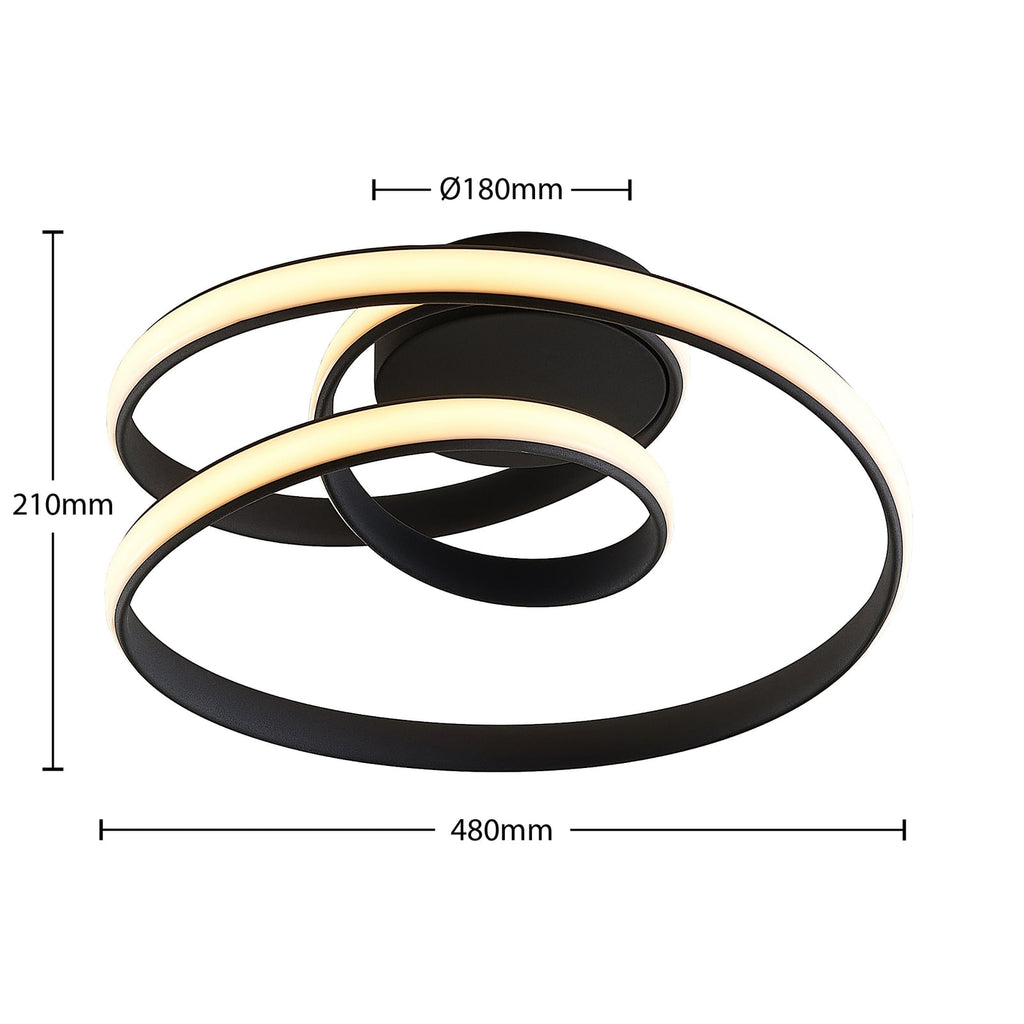 LED taklampe Sakina spiralform svart dimbar Ø48 cm 36W lyspunkt