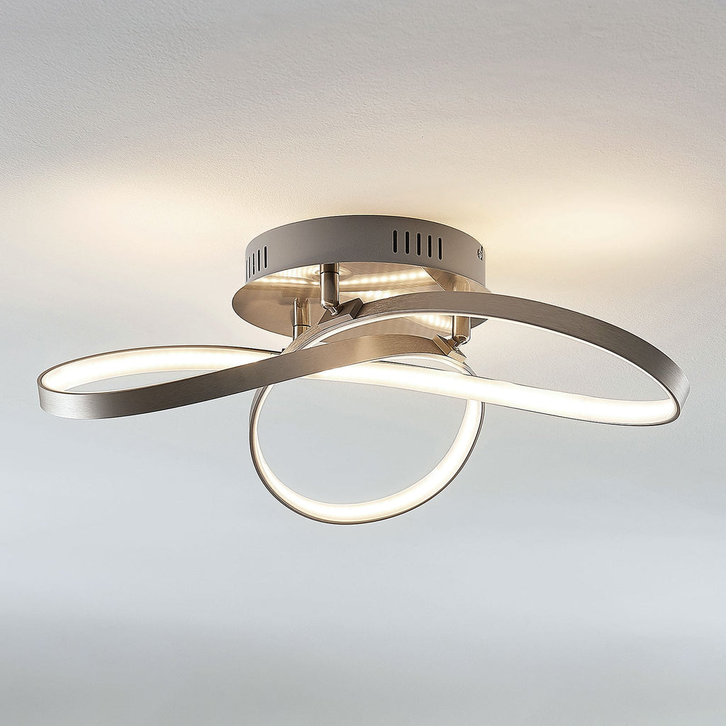 LED taklampe Saliha dimbar matt nikkel Ø52,5 cm forfra