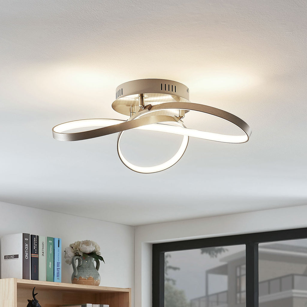 LED taklampe Saliha dimbar matt nikkel Ø52,5 cm bakside