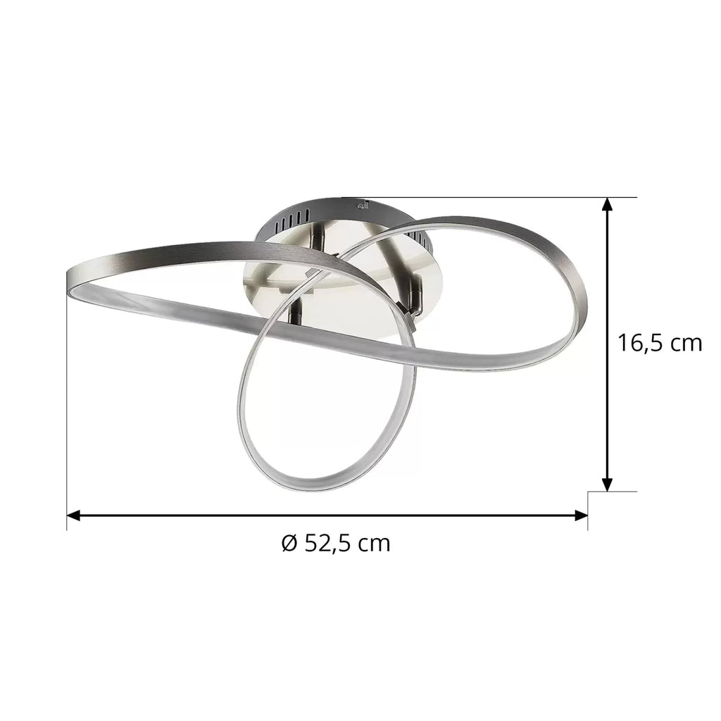 LED taklampe Saliha dimbar matt nikkel Ø52,5 cm side