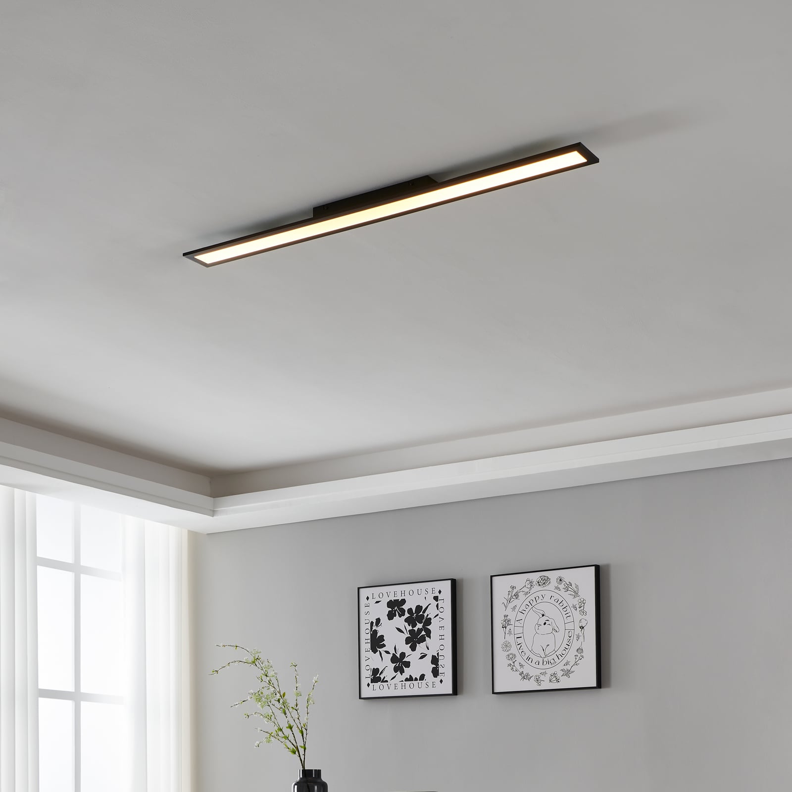 LED taklampe Salobrena-Z dimbar CCT 120x10 cm svart bakside