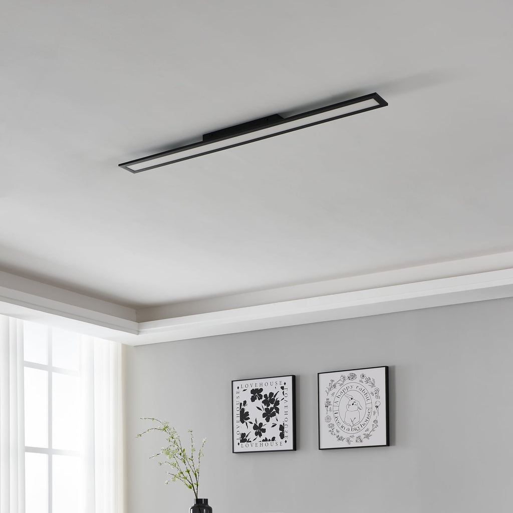 LED taklampe Salobrena-Z dimbar CCT 120x10 cm svart detalj