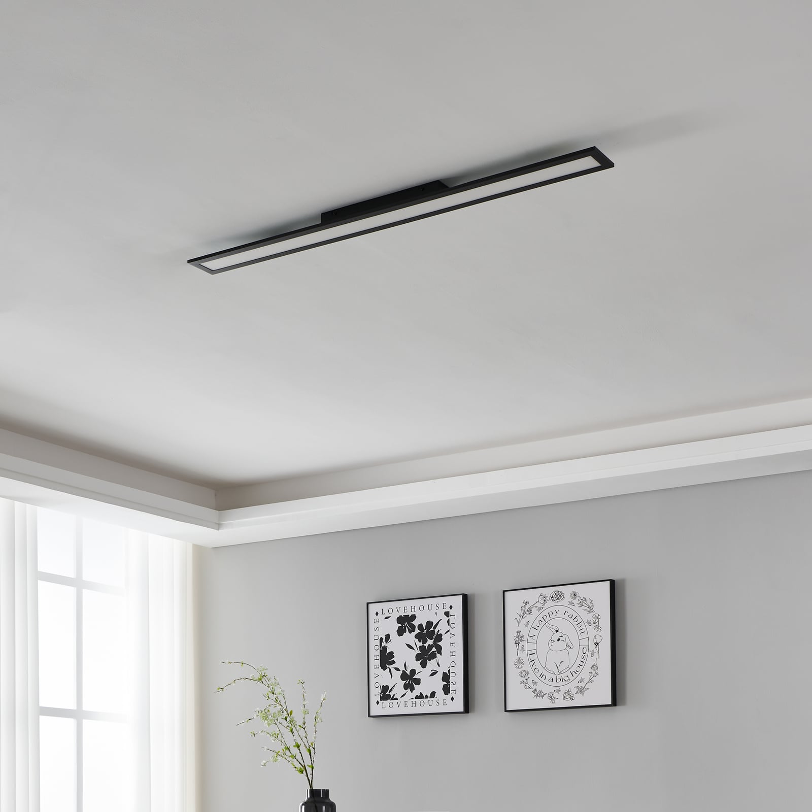 LED taklampe Salobrena-Z dimbar CCT 120x10 cm svart detalj
