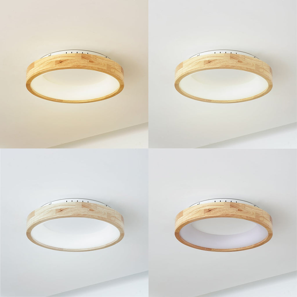 LED taklampe Samvel tre CCT Ø40 cm 20W detalj av tre skjerm