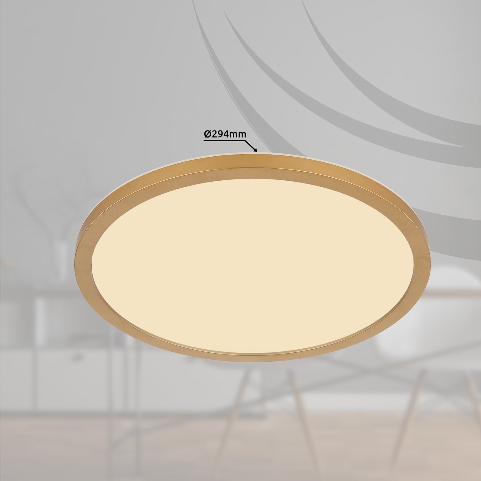 LED taklampe Sapana dimbar messing IP44 Ø29,5 cm detalj