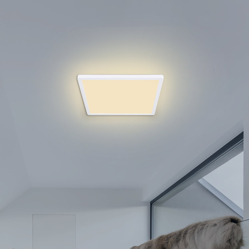 LED taklampe Sapana firkantet dimbar hvit IP44 18W bakside