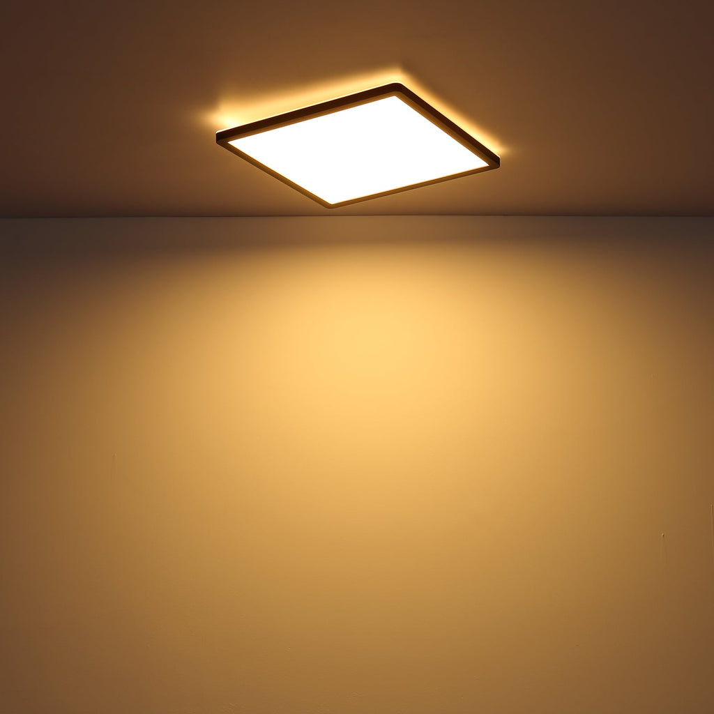 LED taklampe Sapana kvadratisk dimbar svart med veggbryter