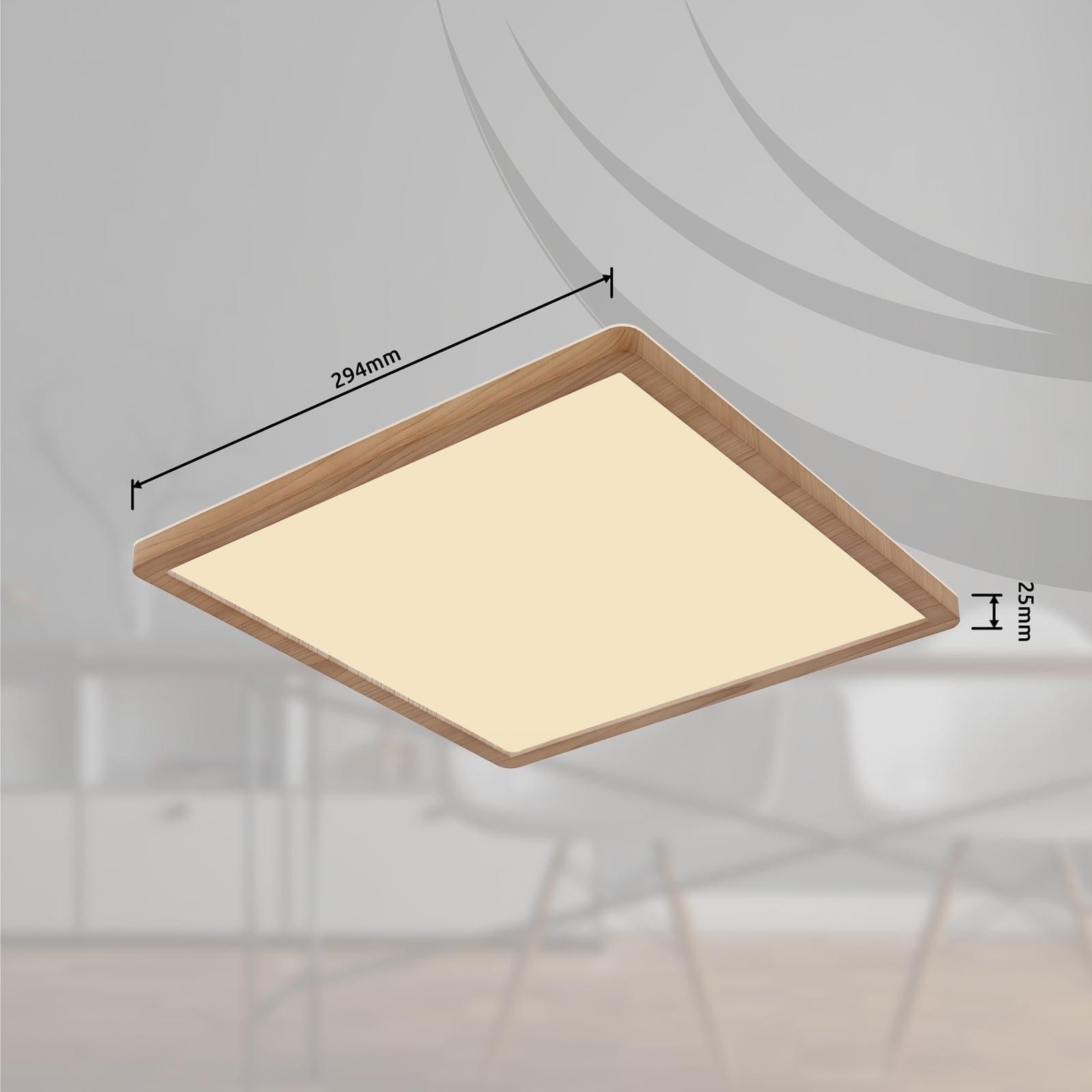 LED taklampe Sapana trefarget 29,4 cm dimbar IP44 montert i tak