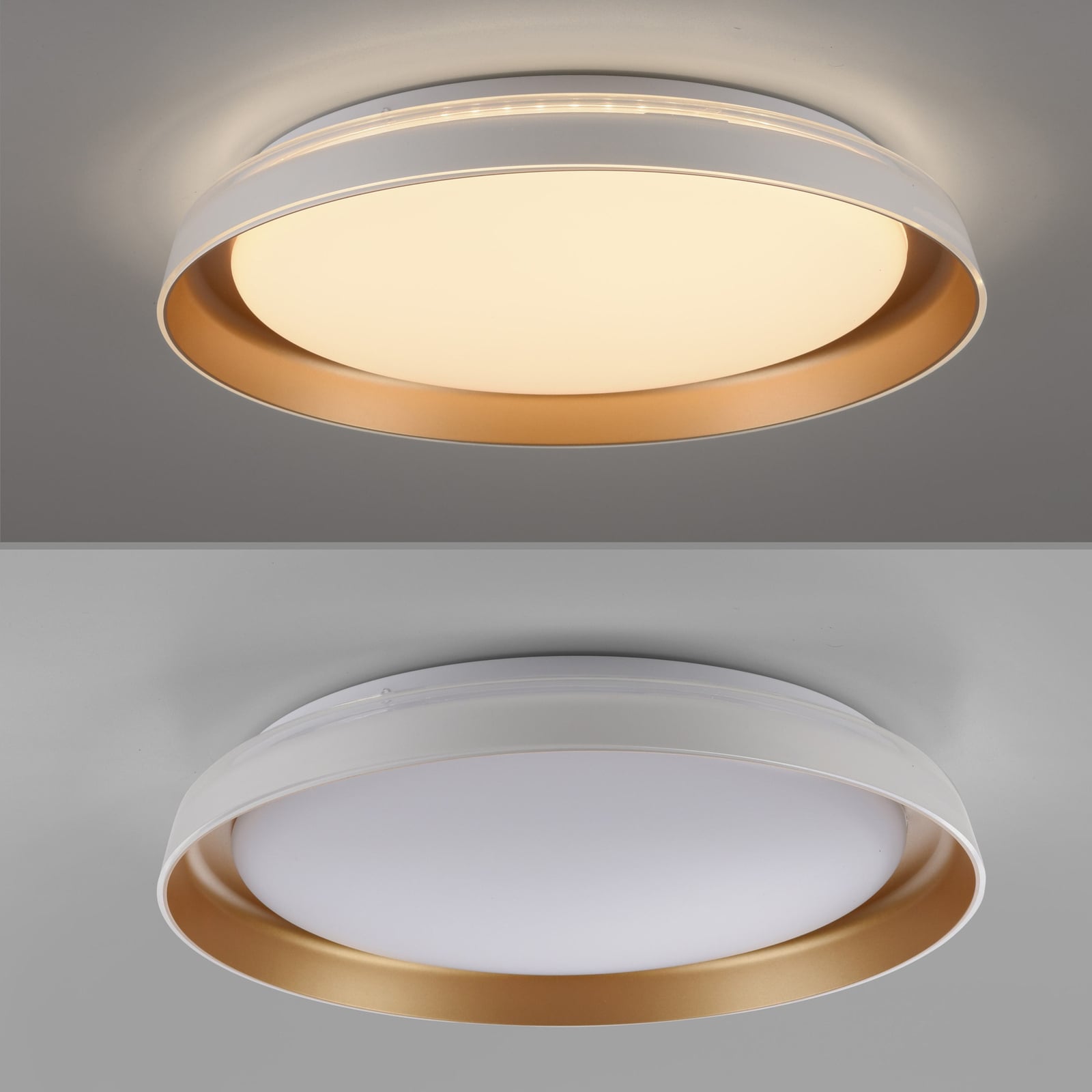 LED-taklampe Sati dimbar hvit/messing oversikt