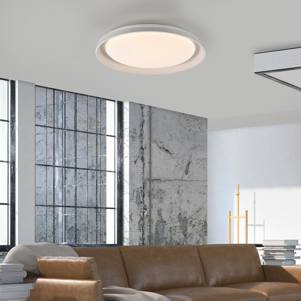 LED taklampe Sati dimbar plast hvit bakside