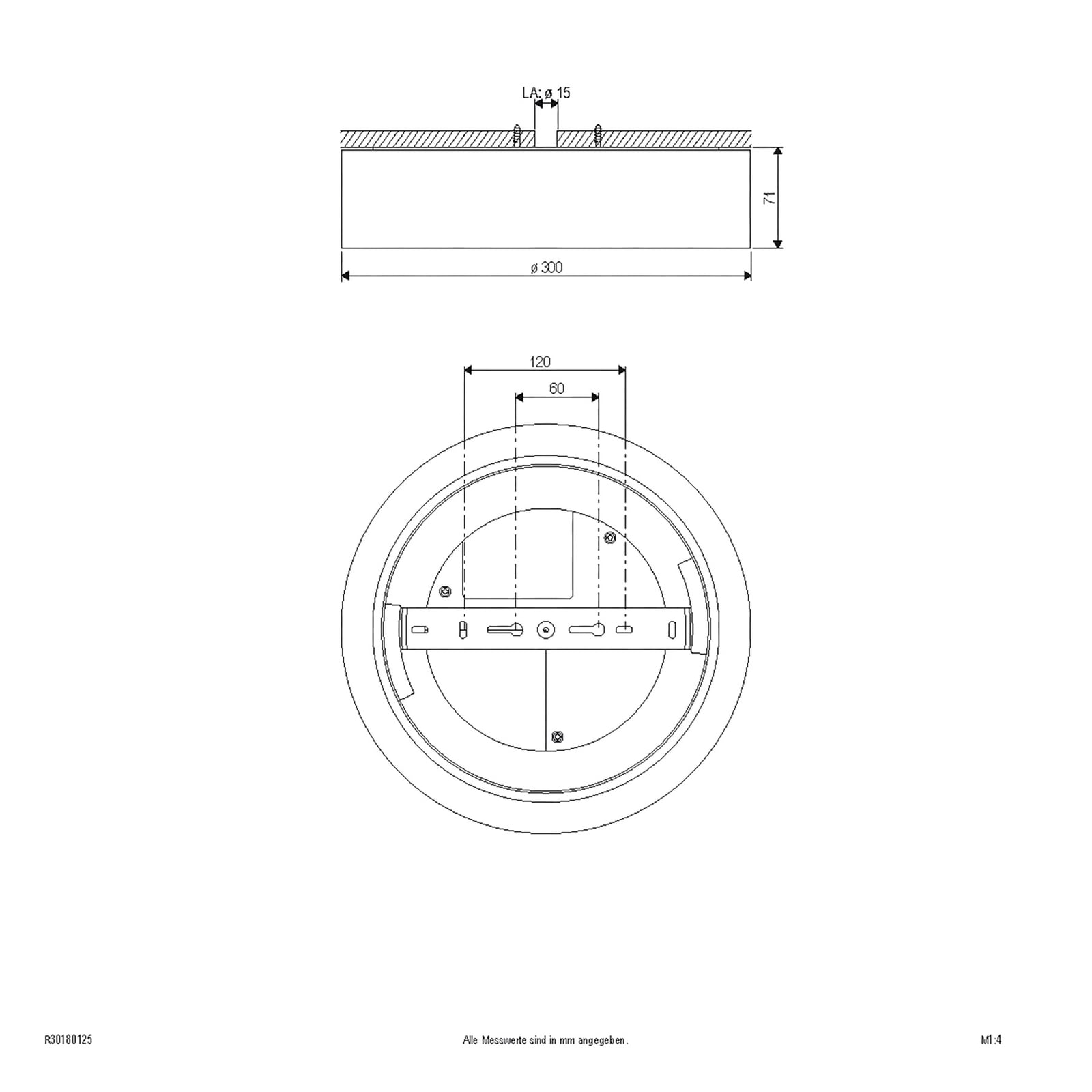 LED taklampe Sauro dimbar hvit Ø30 cm IP54 CCT bakside