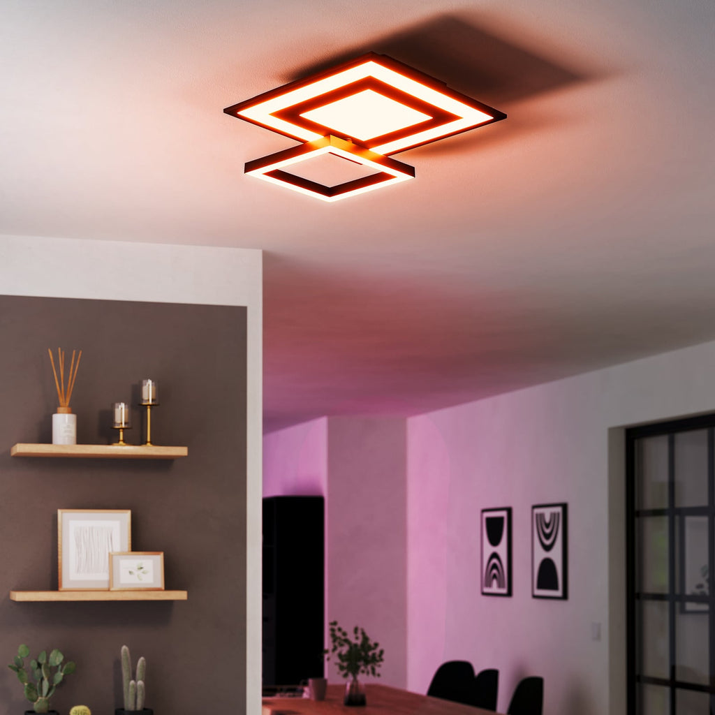 LED taklampe Savatarila-Z dimbar RGB Zigbee 45x45 cm montert i rom