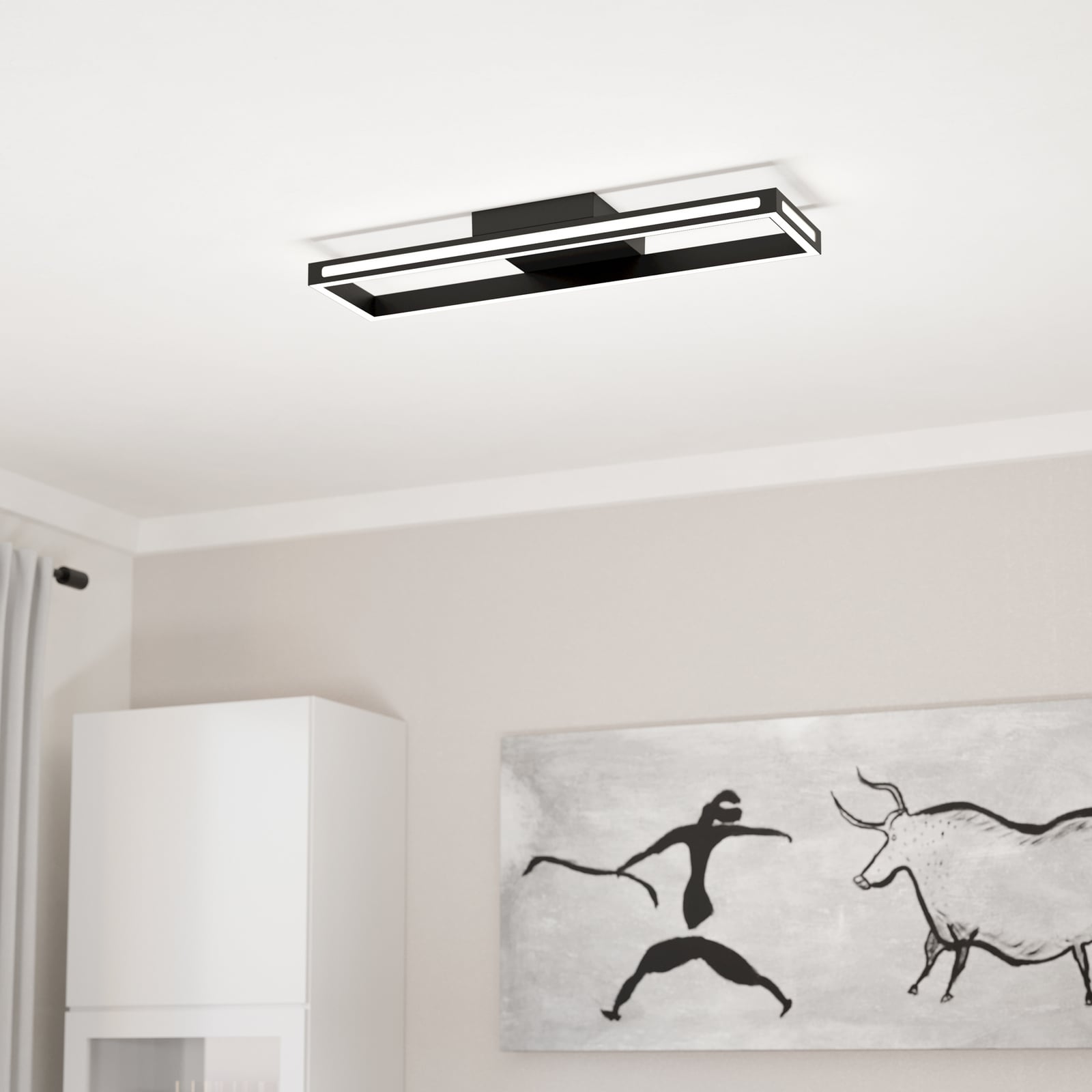 Bakside av LED taklampe Savilanas-Z dimbar CCT svart 77x20 cm