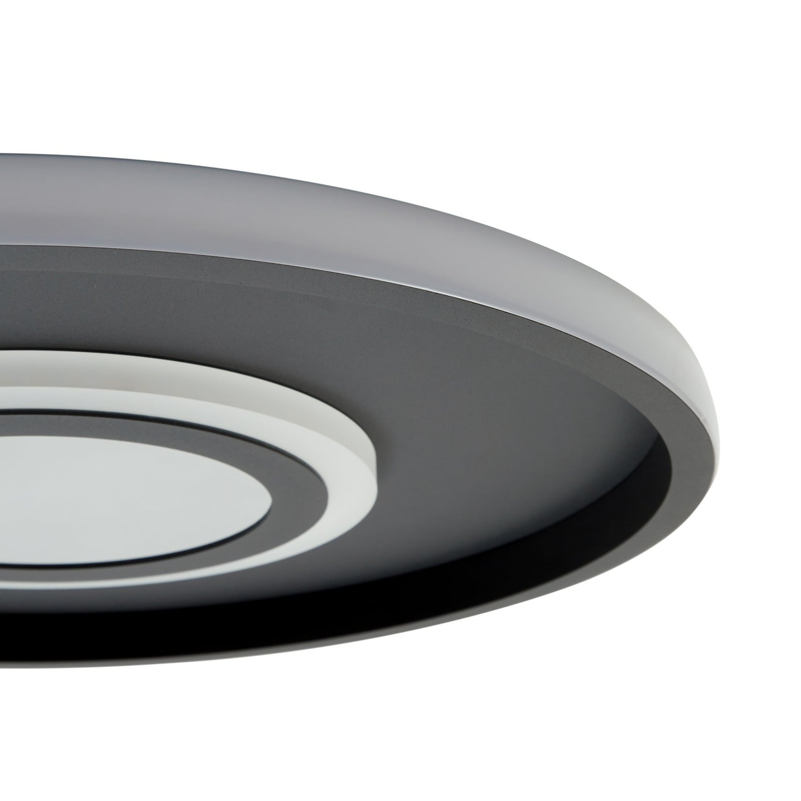 LED taklampe Selian dimbar Infinity Tunnel svart Ø40 cm sideprofil