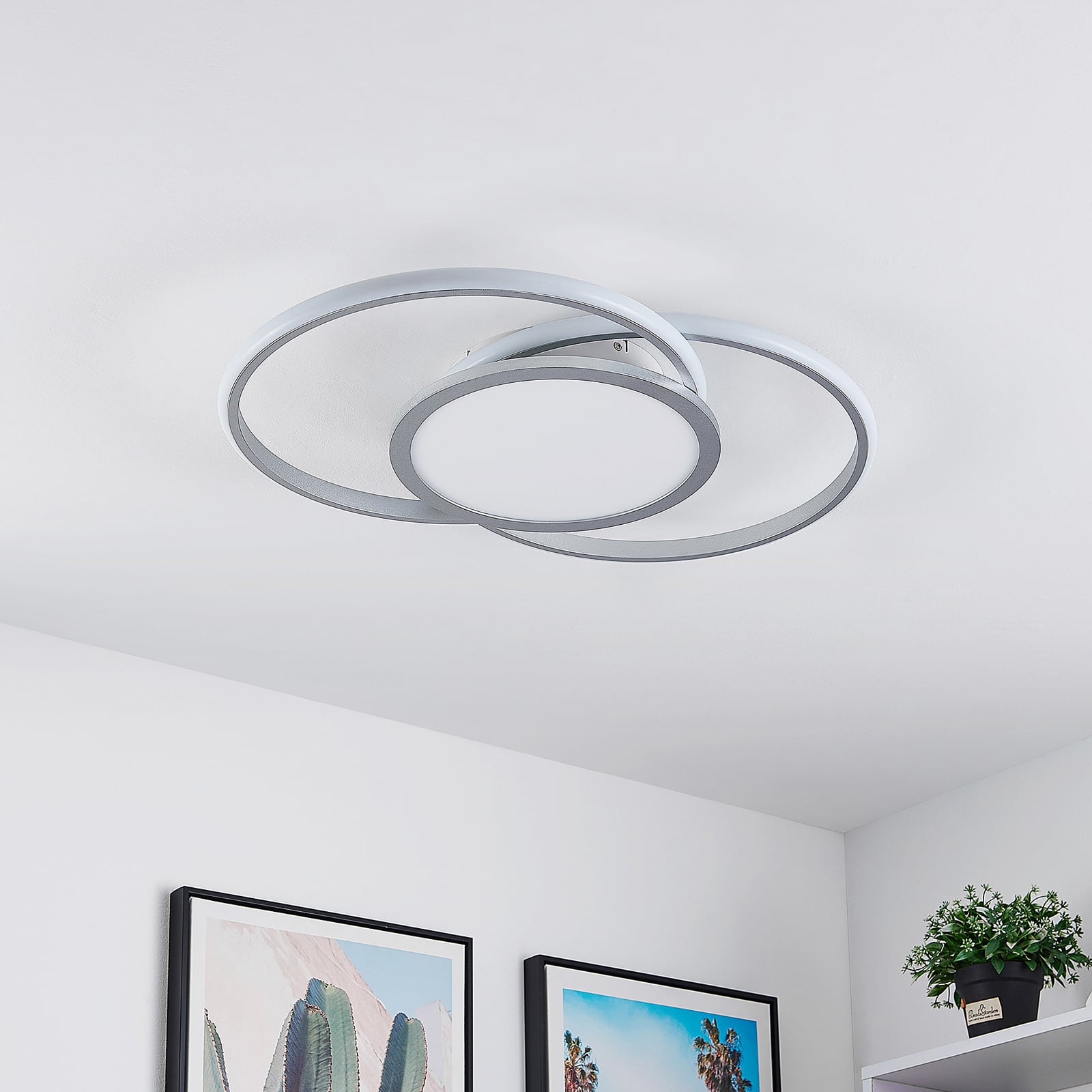 LED taklampe Senne dimbar sølv aluminium bakside