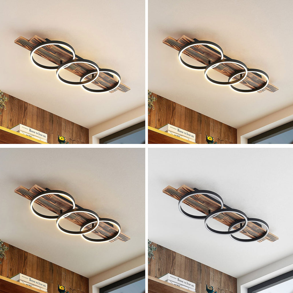 LED taklampe Sentoa dimbar tre/aluminium 100 cm 32W detalj av tre og aluminium