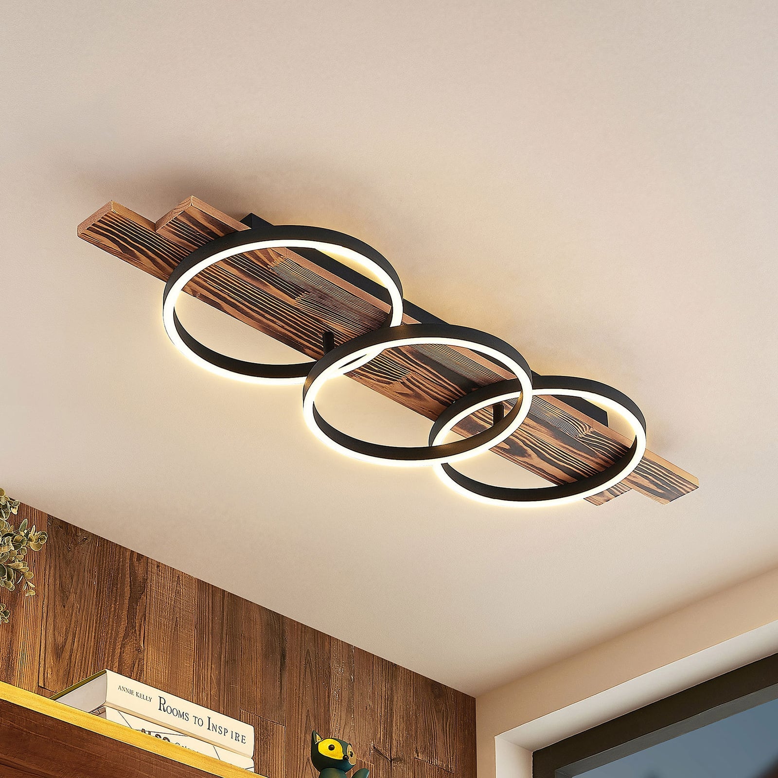 LED taklampe Sentoa dimbar tre/aluminium 100 cm 32W forfra