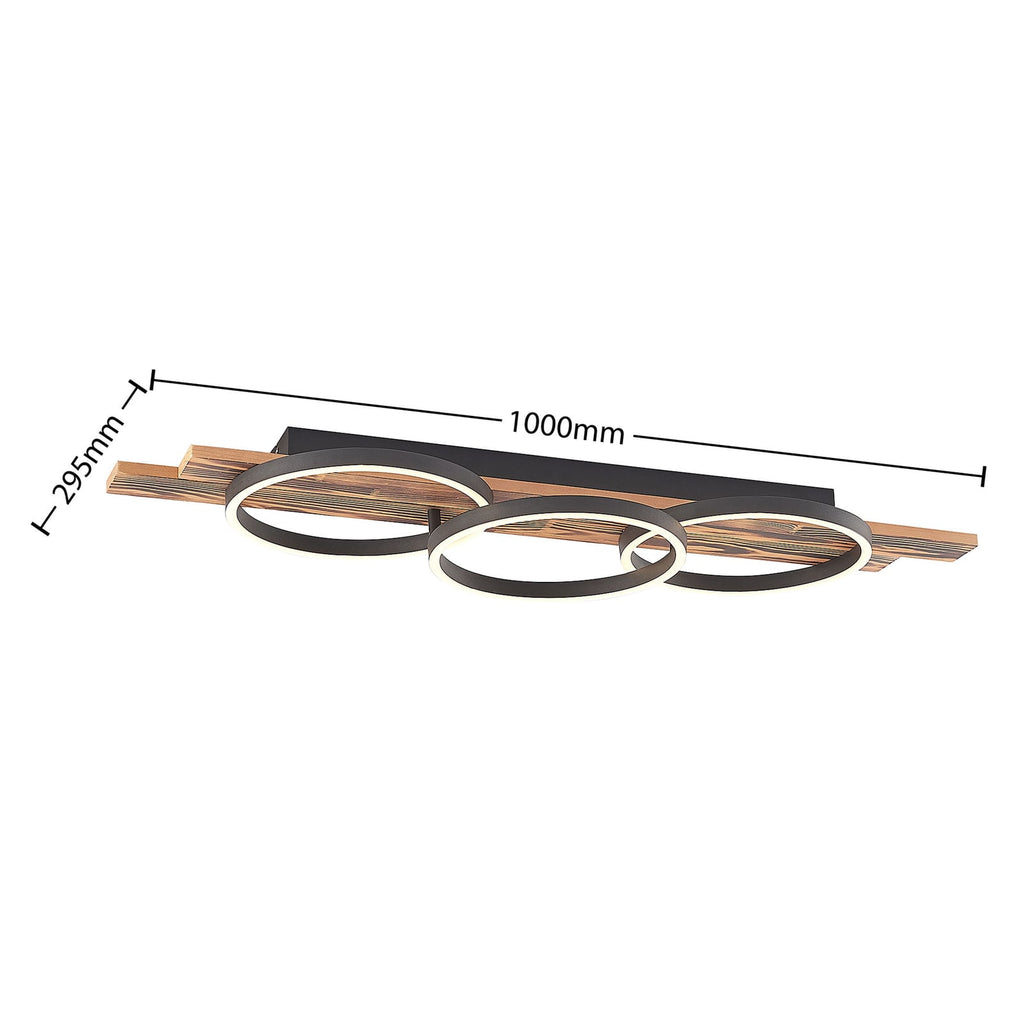 LED taklampe Sentoa dimbar tre/aluminium 100 cm 32W nærbilde av lys