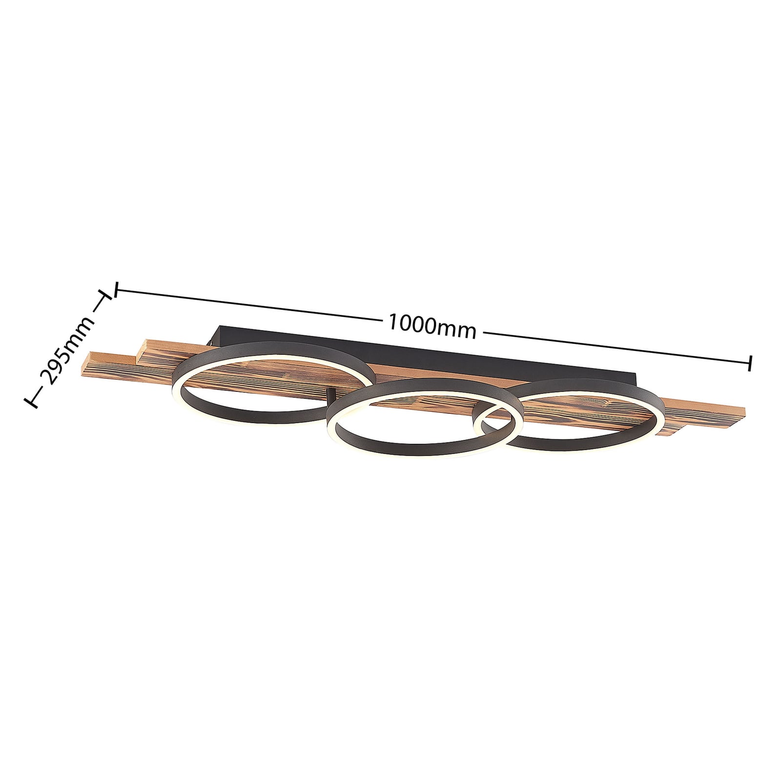LED taklampe Sentoa dimbar tre/aluminium 100 cm 32W nærbilde av lys