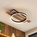 LED taklampe Sentoa tre og aluminium forfra