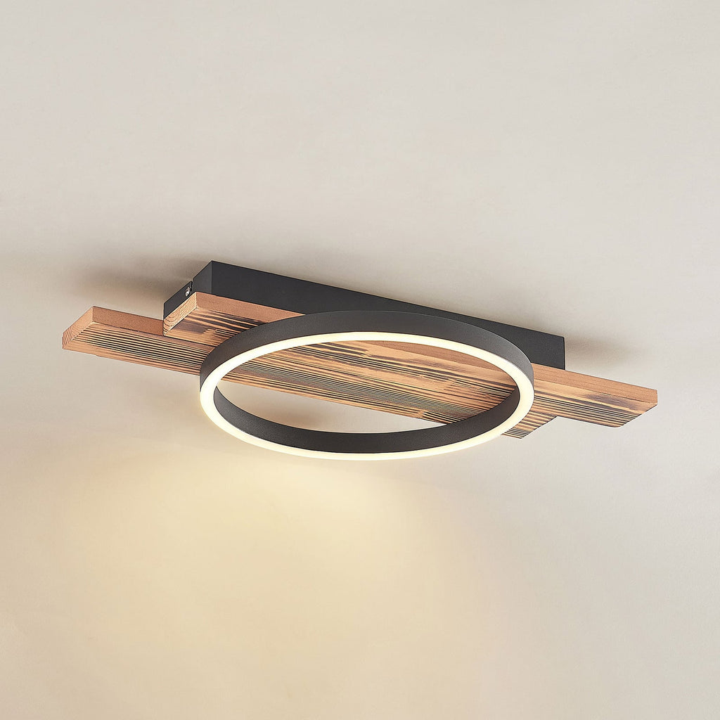 LED taklampe Sentoa tre og aluminium med dimmer