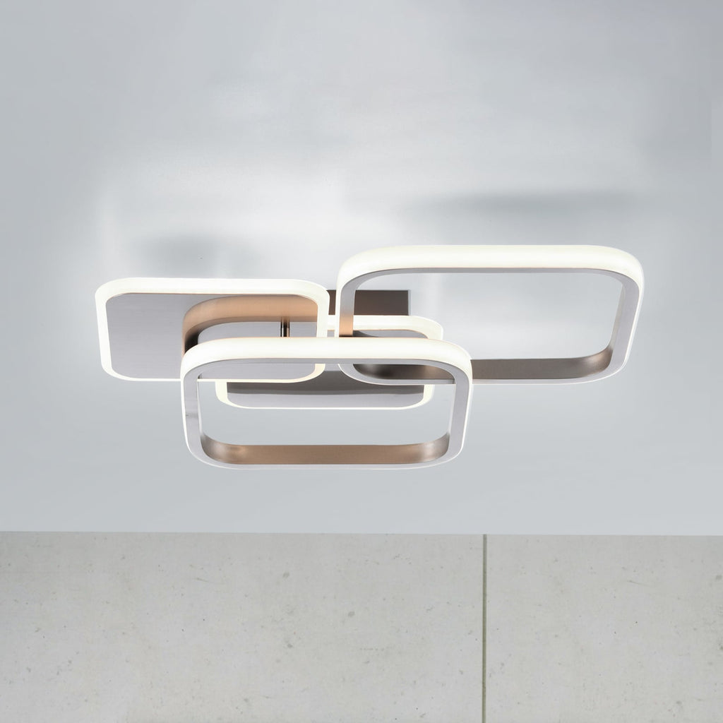 LED taklampe Sevent firkantet stål 3000K 46x39 cm forfra