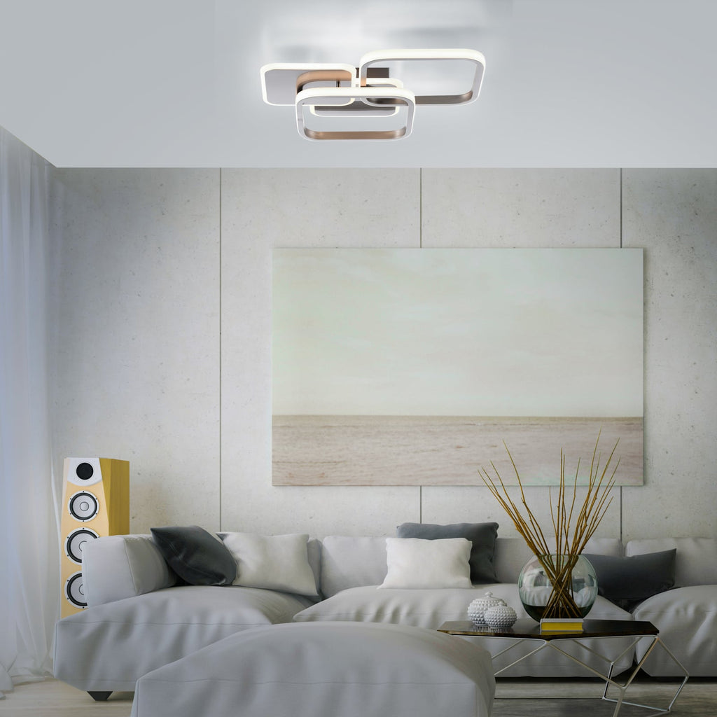 LED taklampe Sevent firkantet stål 3000K 46x39 cm bakside