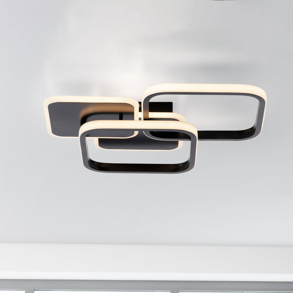 LED taklampe Sevent kantet svart 46x39 cm forfra