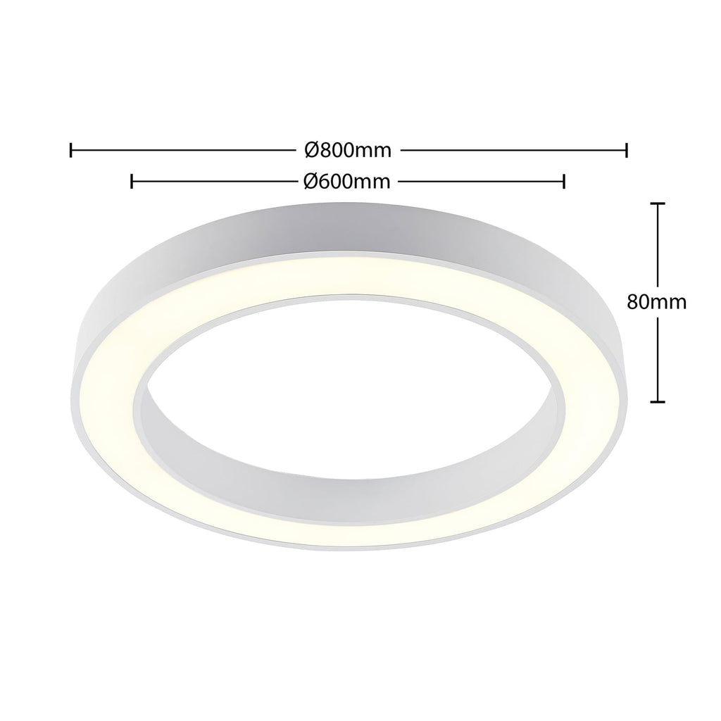 LED taklampe Sharelyn ring dimbar hvit Ø80 cm sideprofil