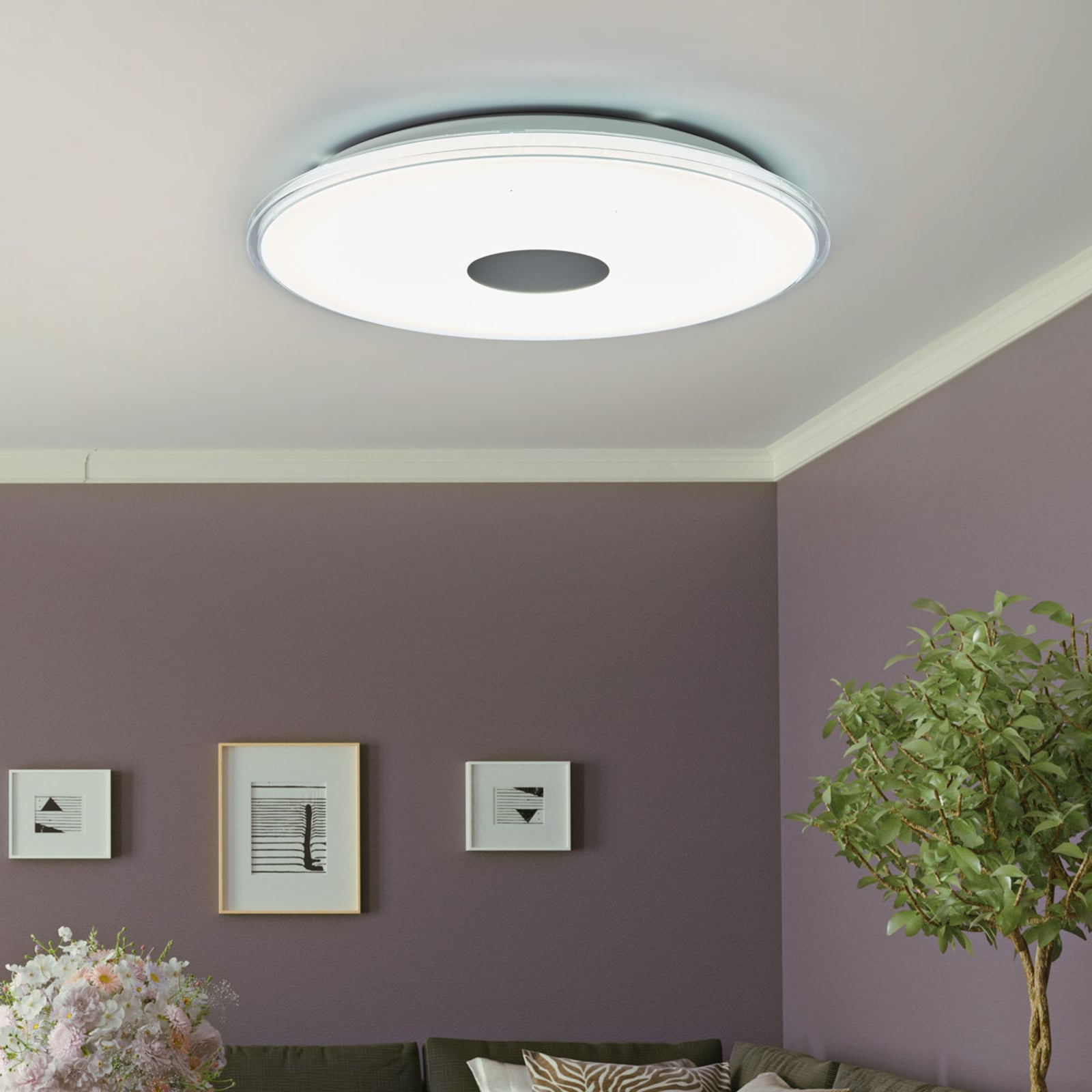 LED taklampe Shogun dimbar CCT med fjernkontroll nærbilde