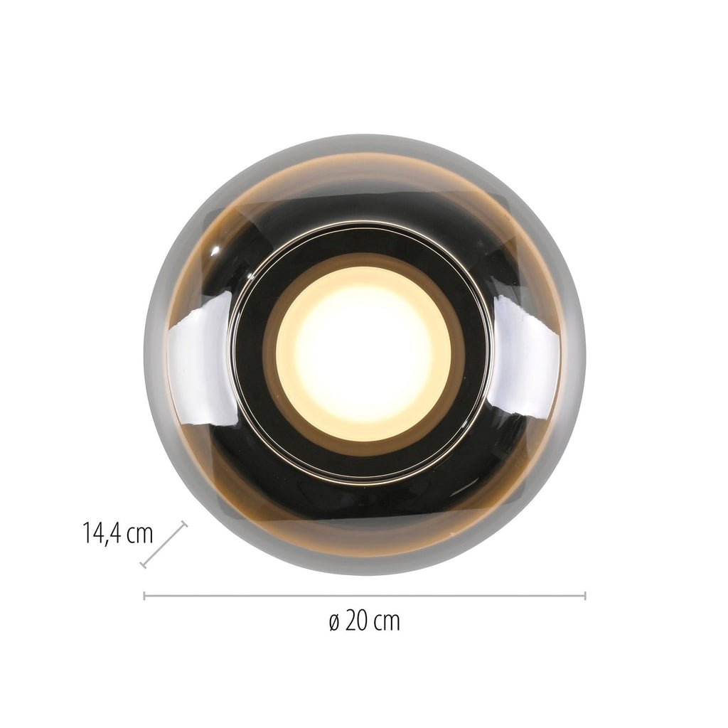 Detalj av LED taklampe Sia røykgrå glass dimbar 20x20 cm