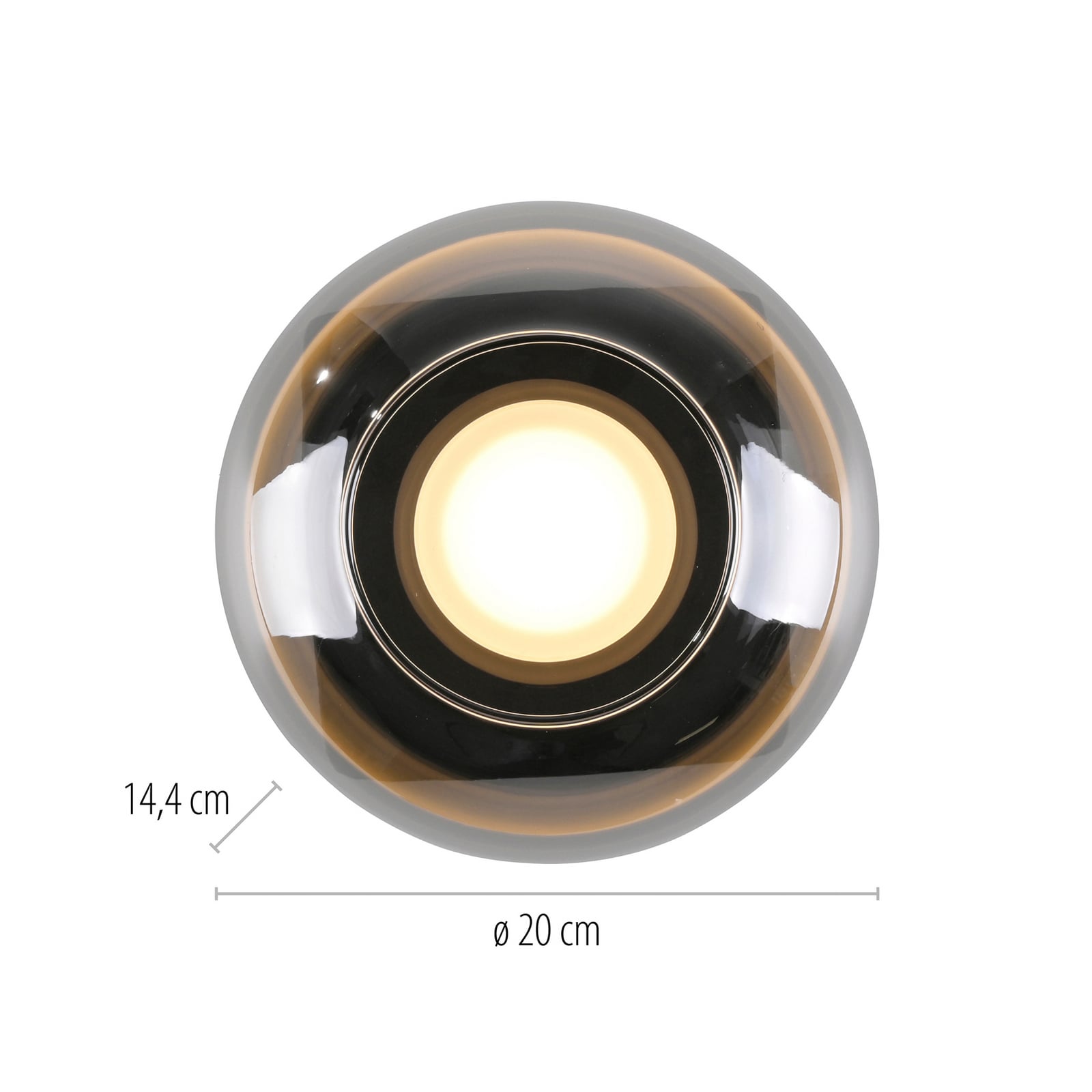 Detalj av LED taklampe Sia røykgrå glass dimbar 20x20 cm