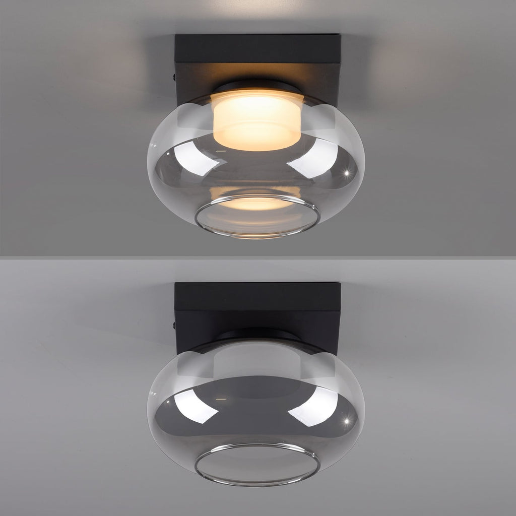 LED taklampe Sia røykgrå glass dimbar 20x20 cm med dimmer