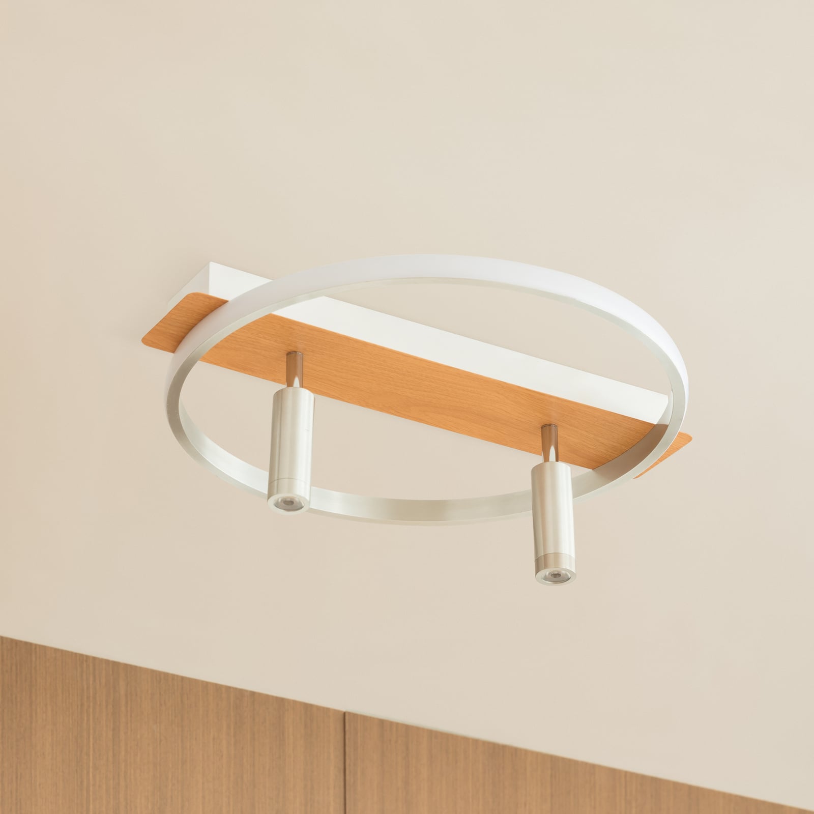 LED taklampe Signera 3-lys dimbar sølv 45 cm bakside