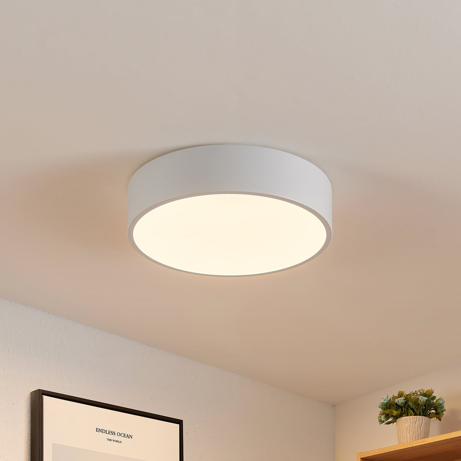 LED taklampe Simera dimbar hvit Ø30 cm 18W varmhvit forfra