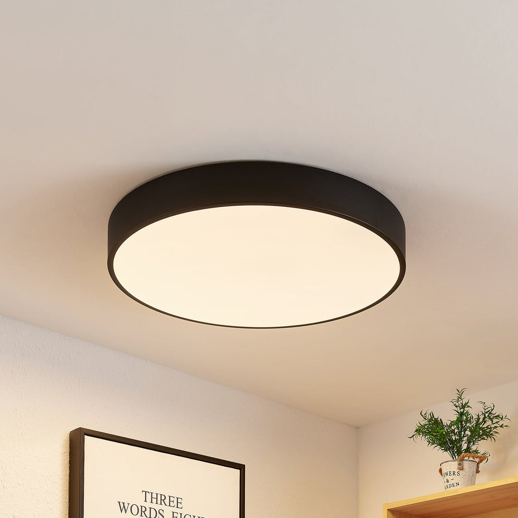 LED taklampe Simera dimbar svart Ø50 cm front