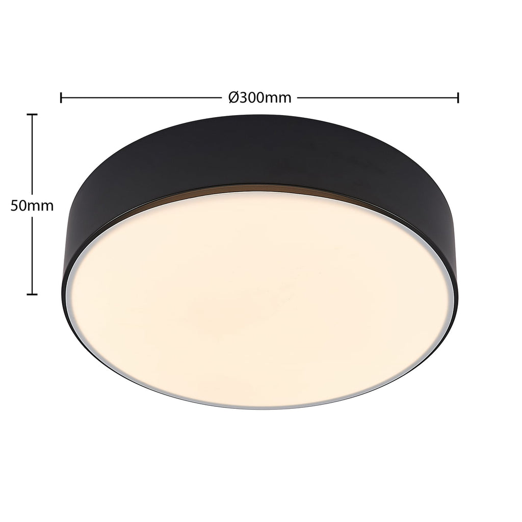 LED taklampe Simera dimbar svart Ø30 cm med dimmerfunksjon
