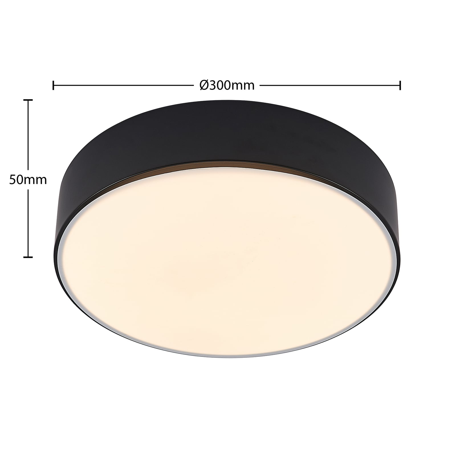 LED taklampe Simera dimbar svart Ø30 cm med dimmerfunksjon