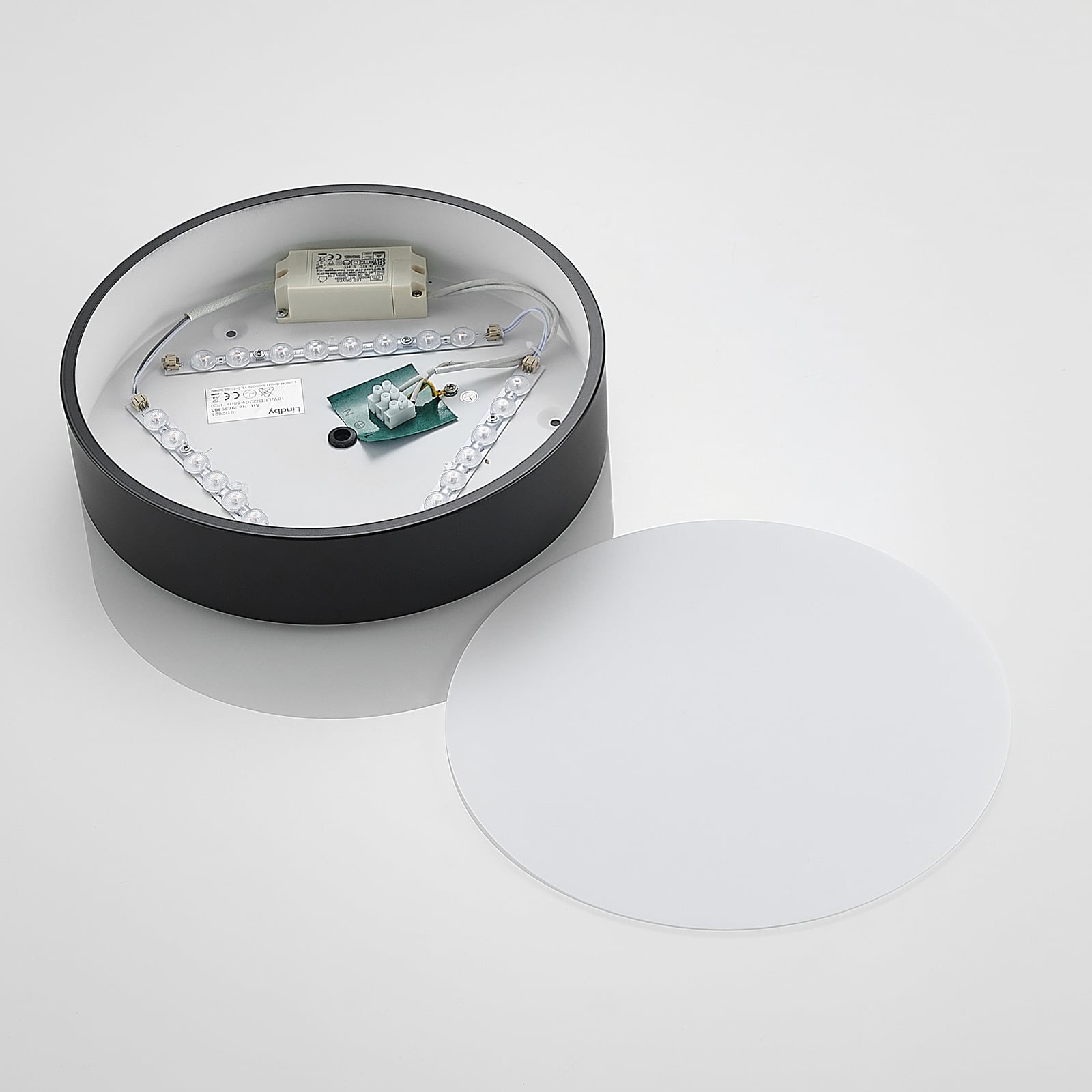 LED taklampe Simera dimbar svart Ø30 cm oversikt