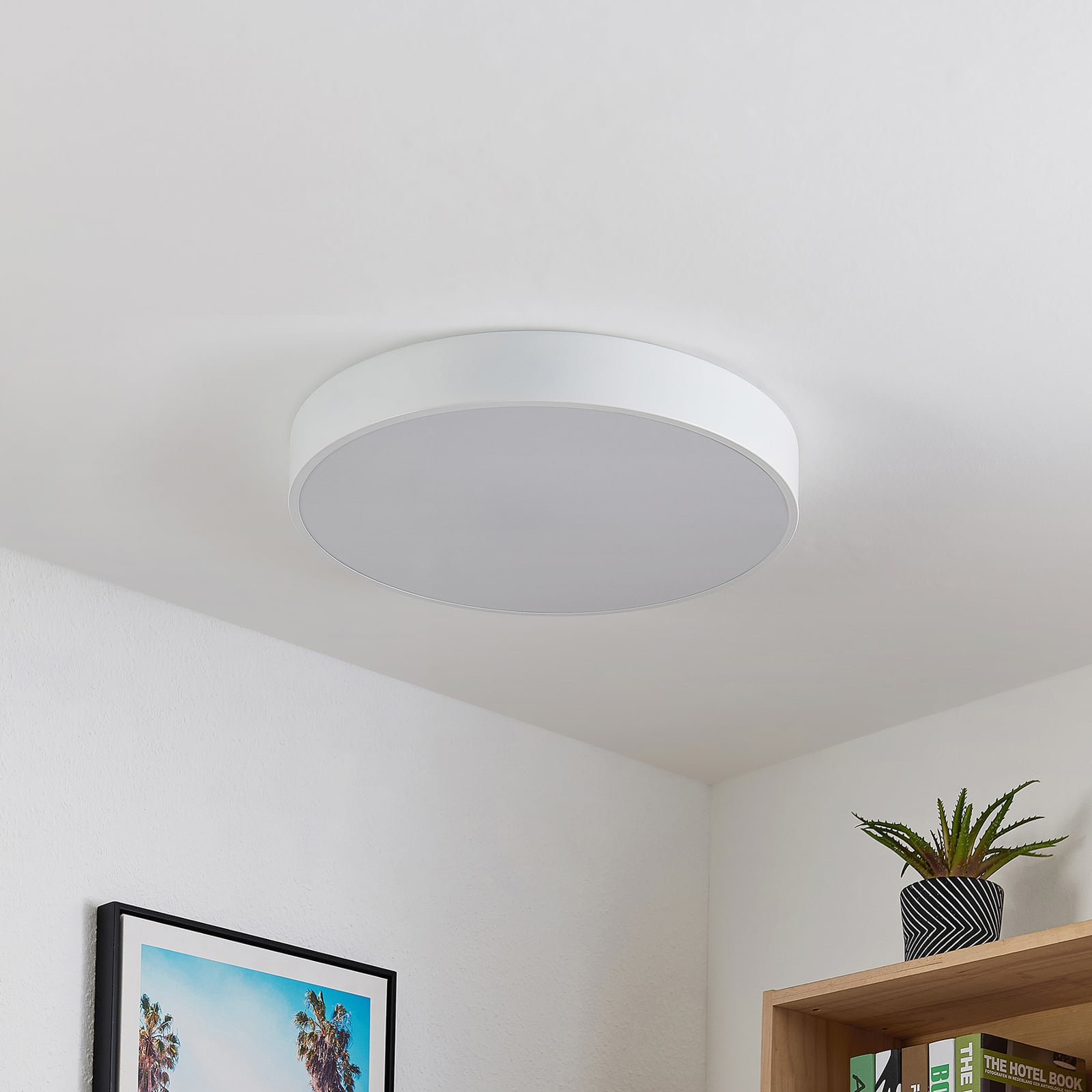 Bakside av LED taklampe Simera rund hvit dimbar Ø50 cm