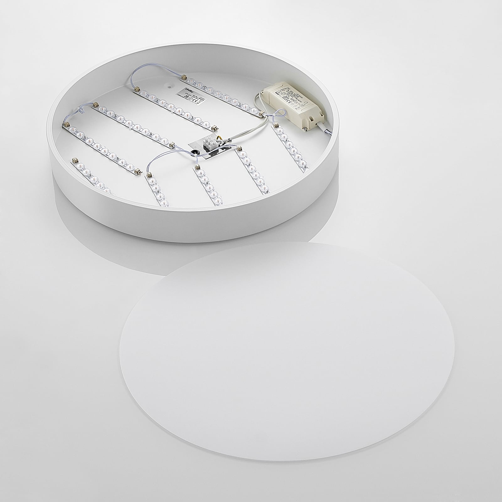 Pakkede LED taklampe Simera rund hvit dimbar Ø50 cm klar for montering